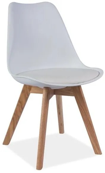 OFERTA Scaun alb cu picioare de stejar KRIS clasa II