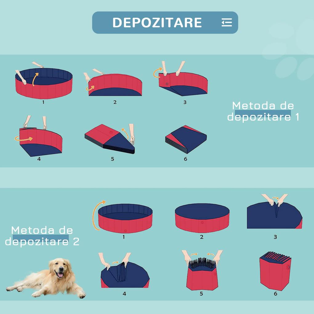 PawHut Piscină Pliabilă pentru Câinele Tău, PVC Durabil, Roșie, 140x30cm | Aosom Romania