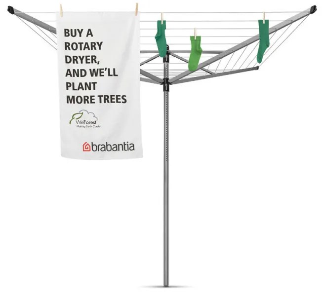 Uscator de rufe pentru exterior Brabantia Lift-O-Matic 90300266, 40 m, Inaltime reglabila, Tepusa metalica, Geanta pentru clesti, Husa, Rezistent la coroziune, Inox