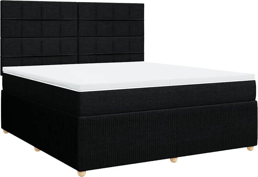 vidaXL Pat box spring cu saltea, negru, 180x200 cm, catifea