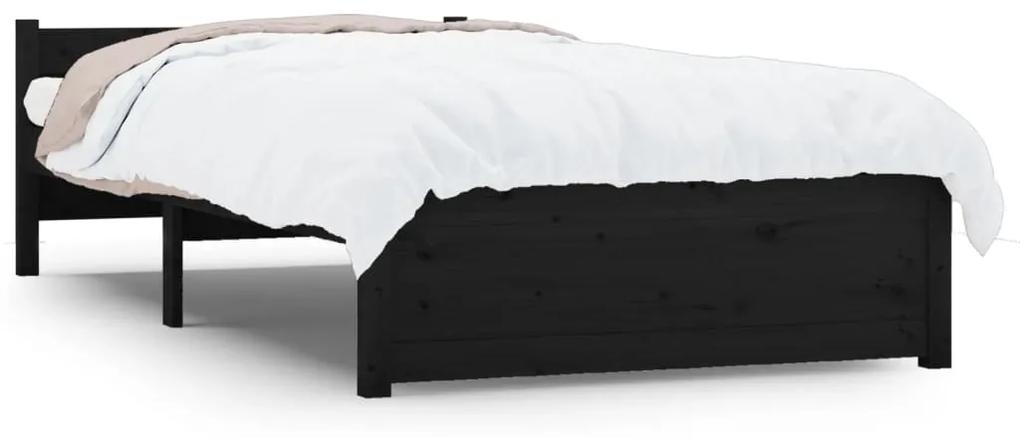 815033 vidaXL Cadru de pat, negru, 90x200 cm, lemn masiv