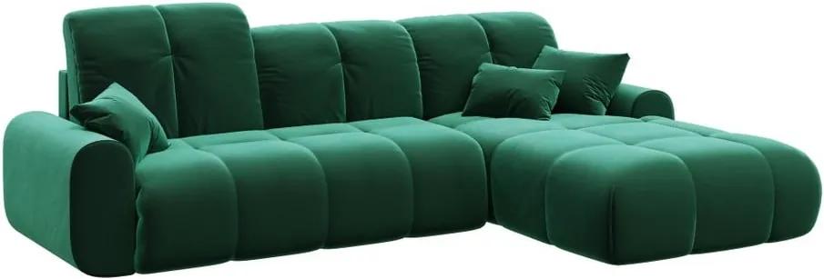 Canapea extensibilă cu șezlong pe partea dreaptă devichy Tous, verde închis