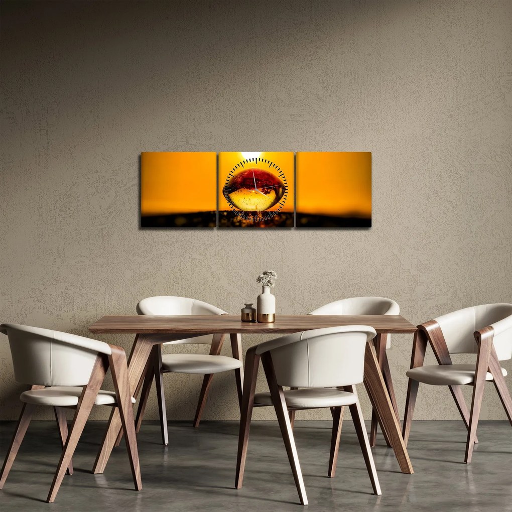 Tablou - Picături din sticlă (cu ceas) (90x30 cm)