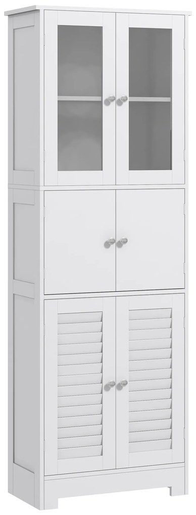 HOMCOM Dulap pentru Baie cu 3 Uși Duble din Lemn 60x30x170.5 cm, Alb | Aosom Romania