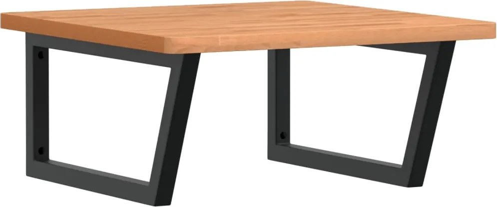 vidaXL Raft pentru lavoar montat pe perete, oțel și lemn masiv fag