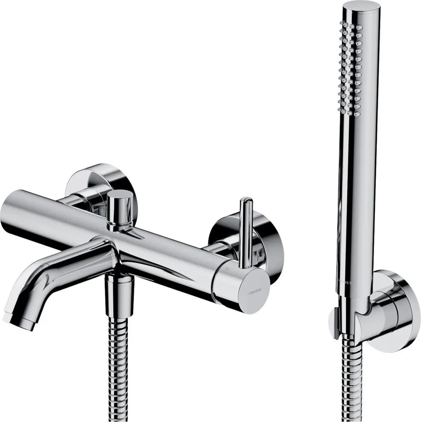 Baterie cada-dus Omnires Contour monocomanda finisaj crom lucios cu set de dus