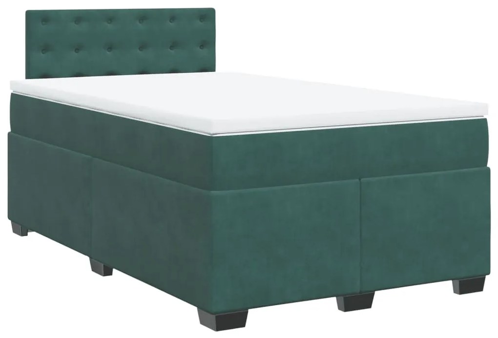 3286273 vidaXL Pat box spring cu saltea, verde închis, 120x190 cm, catifea