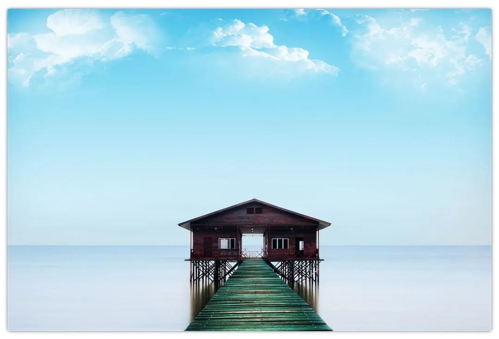 Tablou cu casă pe mare (90x60 cm)