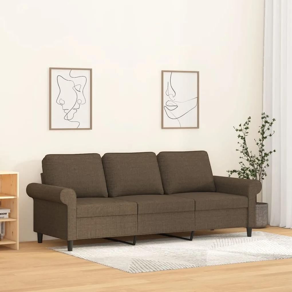 Canapea cu 3 locuri, maro, 180 cm, material textil Maro, 212 x 77 x 80 cm