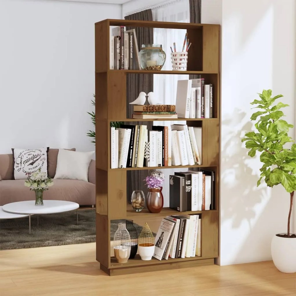 vidaXL Bibliotecă/Separator cameră maro miere, 80x25x163,5 cm lemn pin