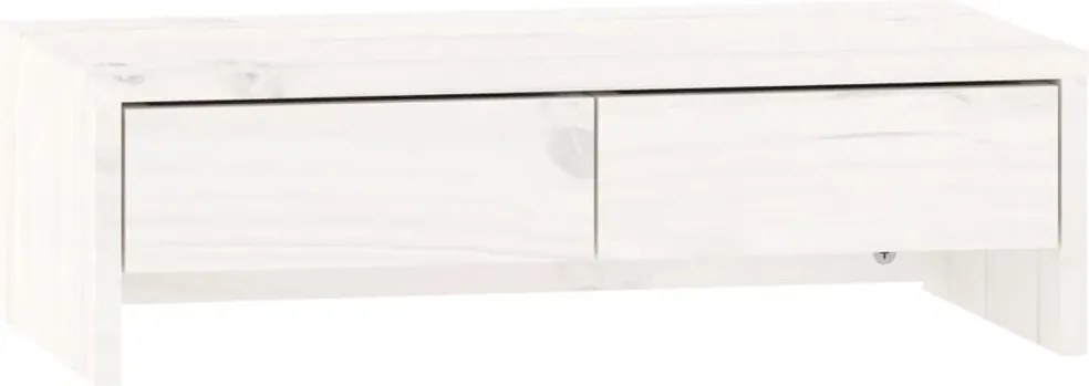 vidaXL Suport pentru monitor, alb, 50x27x15 cm, lemn masiv pin