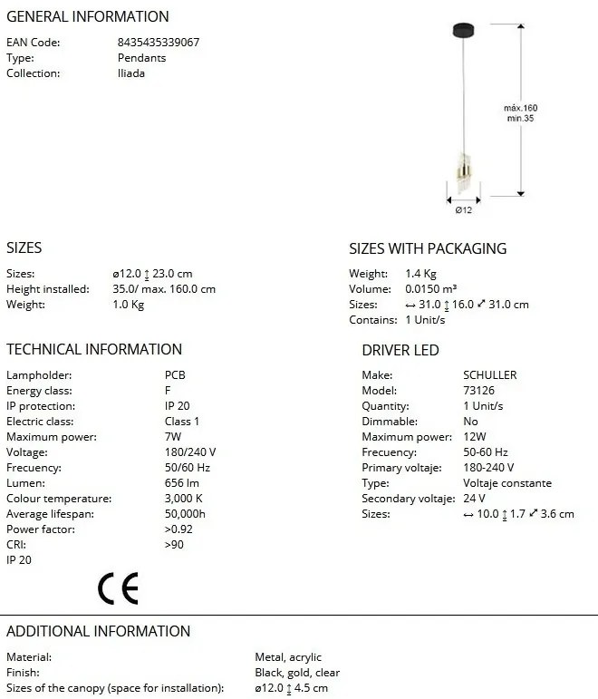 Pendul LED design elegant Iliada
