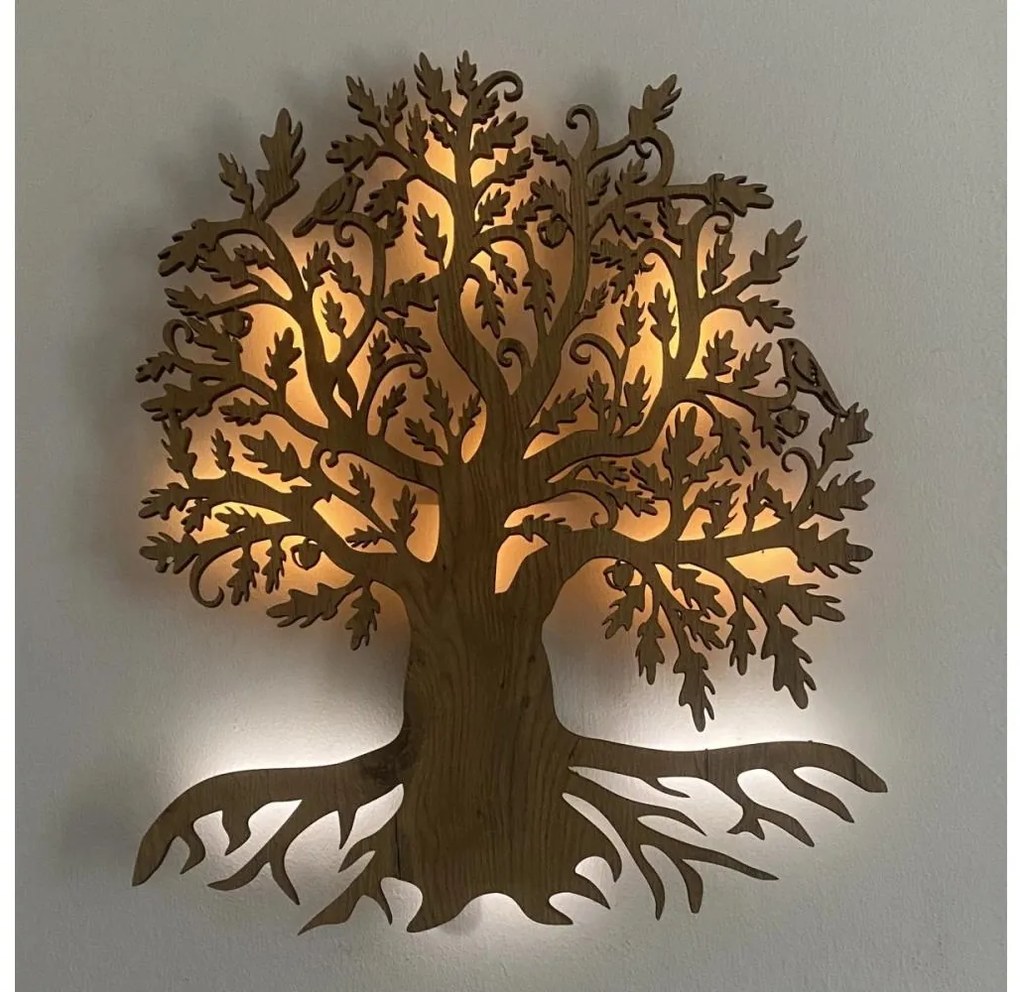 Li-Go 23673/DUB2 - Decorațiune LED de perete, LED/10W/5V, 20000 mAh, 45x55 cm, stejar + telecomandă