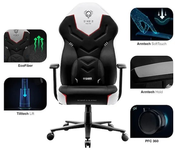 Scaun De Gaming Din Material Diablo X-Gamer: SNOW WHITE Diablochairs