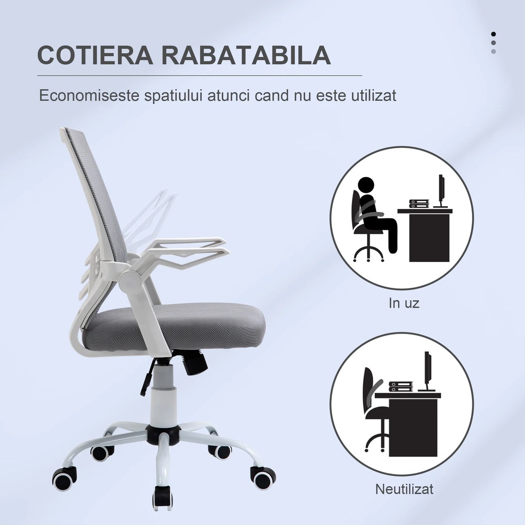 Vinsetto Scaun de Birou Ergonomic cu Suport Lombar din Țesătură, Gri | Aosom Romania