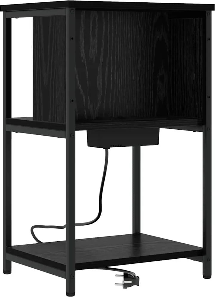 vidaXL Dulap de noapte Stejar Negru 38 x 31 x 61 cm Lemn compozit