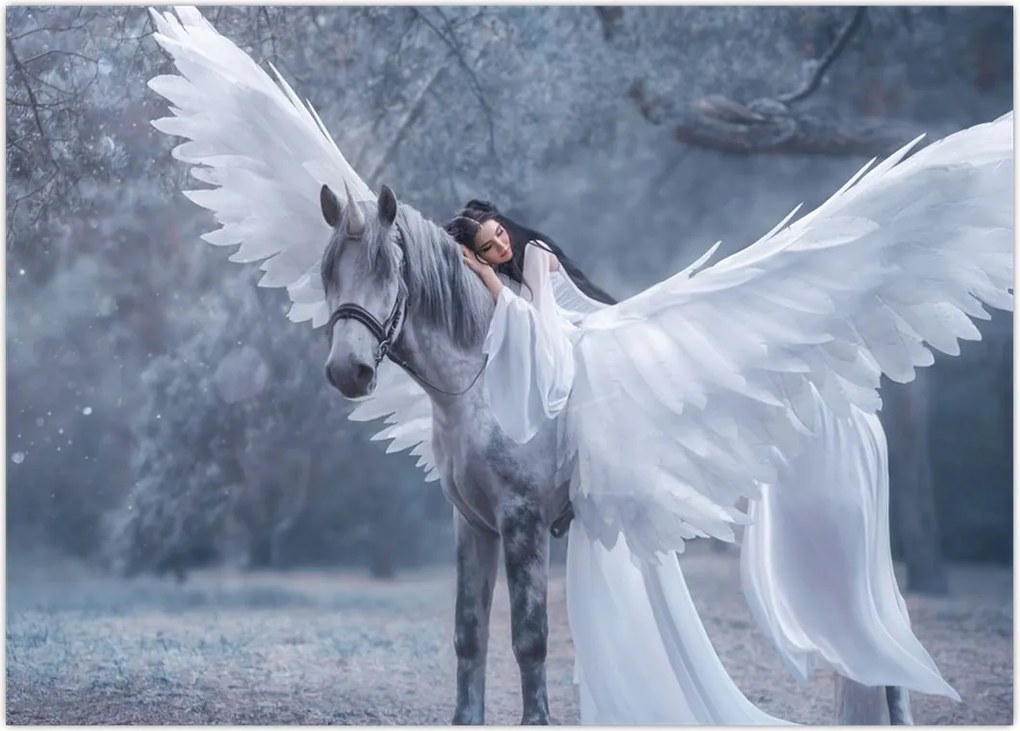 Tablou - Fata și unicorn (70x50 cm)