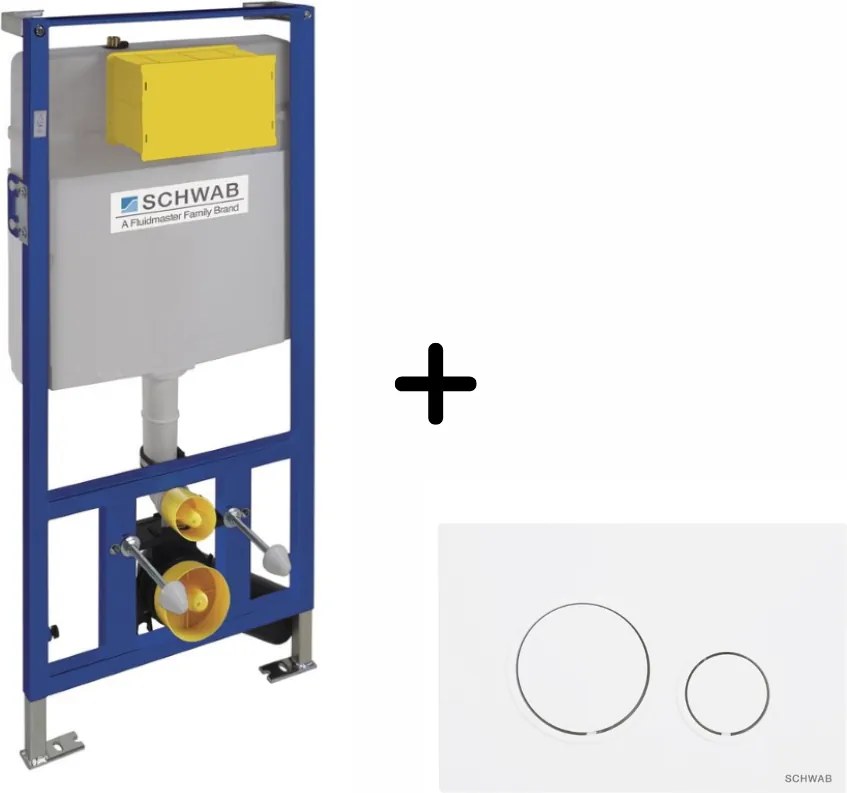 Set rezervor incastrat cu clapeta de actionare alba, Schwab