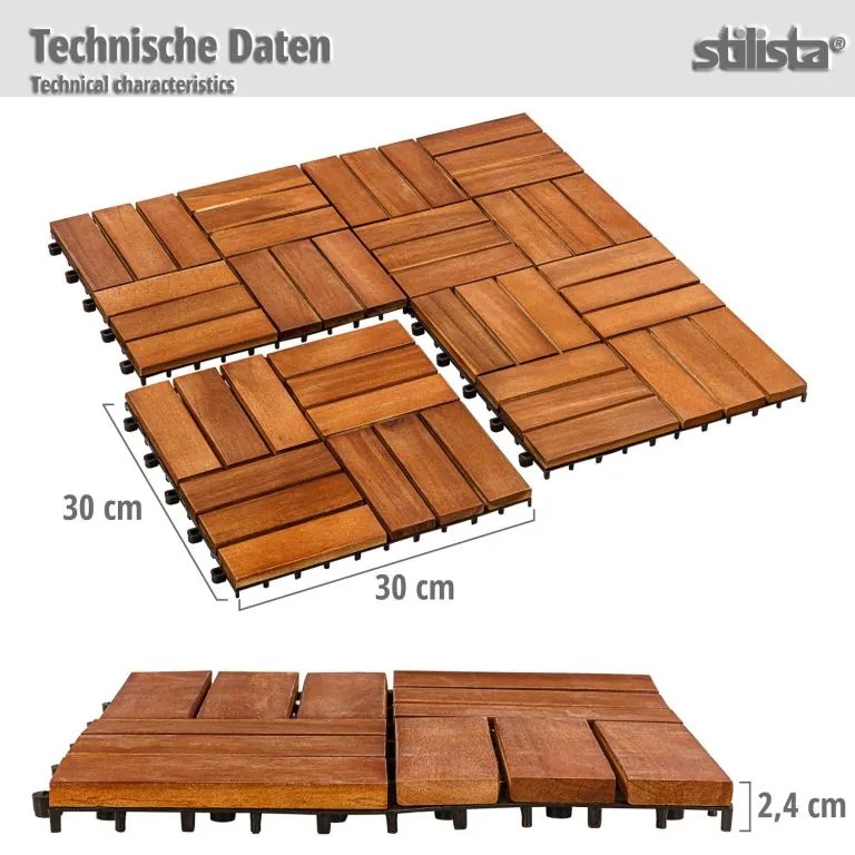 Plăci din lemn STILISTA, clasică, salcâm, 1 m²