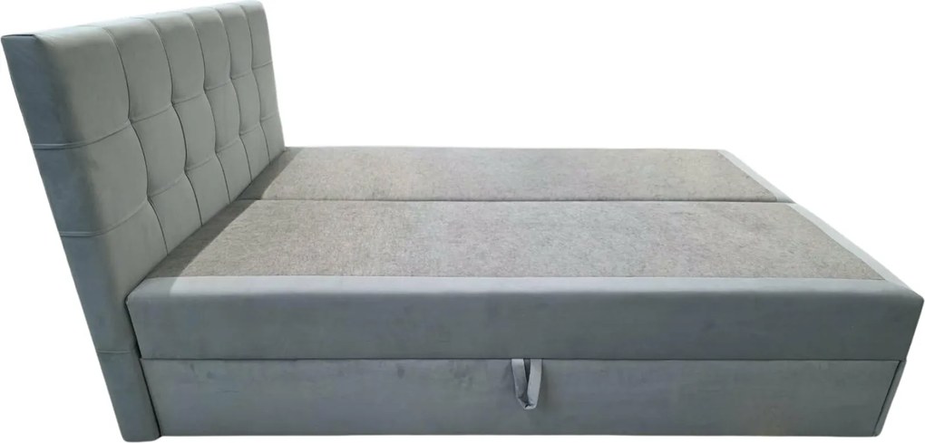 Pat tapițat boxspring DIRELIS TRINITY 140x200 cm gri Saltea: Saltea cu arcuri Bonell