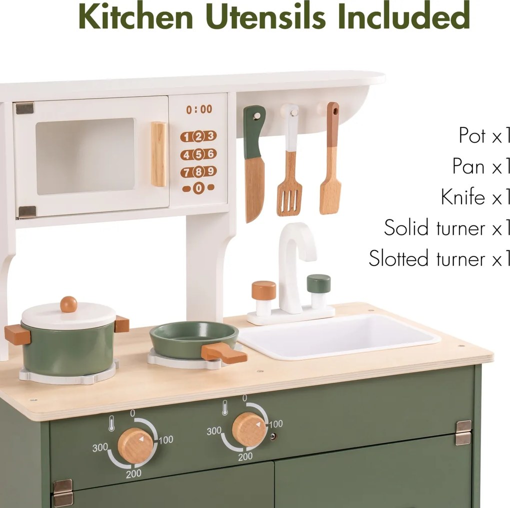 Set bucatarie copii din lemn Series Verde