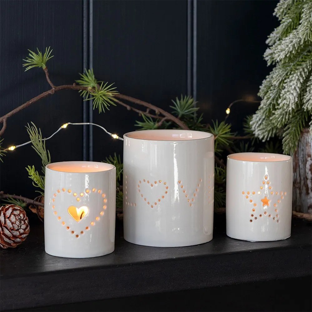 Sfeșnic pentru lumânări pastilă din ceramică Heart – Rex London