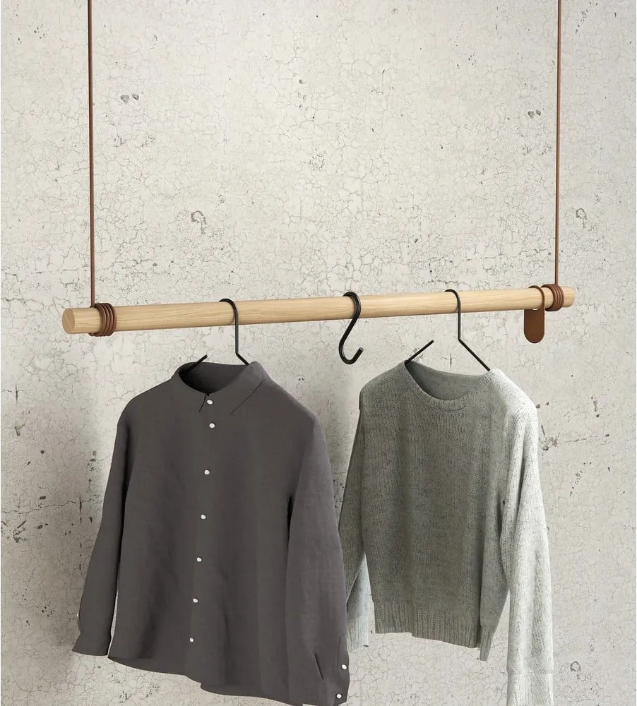 Cuier de perete în culoare naturală din lemn de stejar 110 cm Swing L – LIND DNA