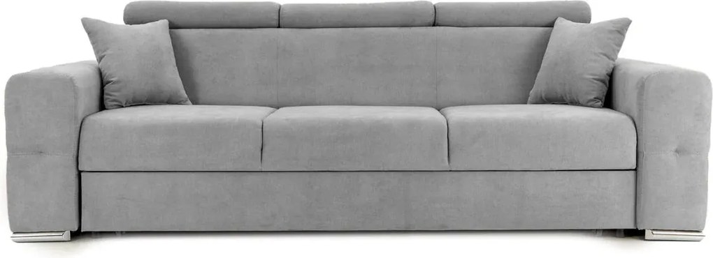 Canapea Extensibilă 3 locuri BELLAGIO, cu tetiere reglabile, 242x95x99 cm, Gri-Deschis-Enjoy