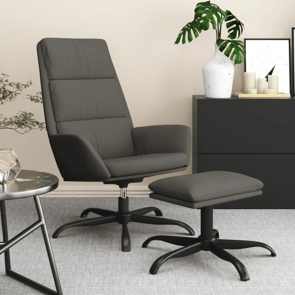 3097898 vidaXL Scaun de relaxare cu taburet, gri închis, catifea