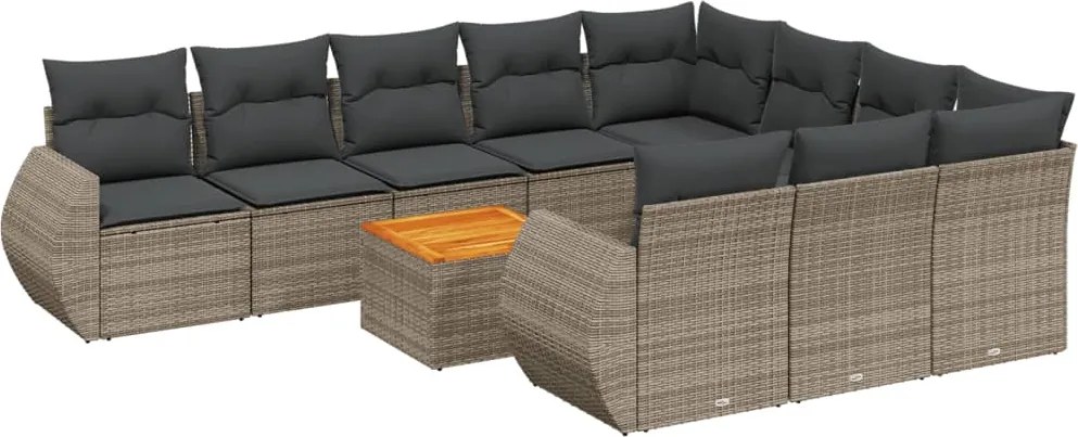 vidaXL Set canapele de grădină cu perne, 11 piese, gri, poliratan
