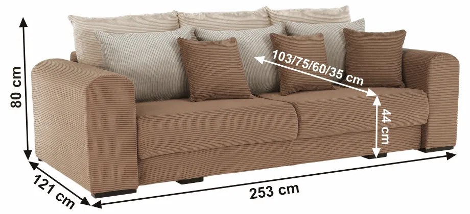 Canapea foarte spatioasa, maro deschis, bej, crem, GILEN BIG SOFA