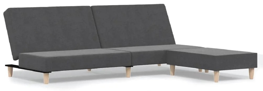 3080466 vidaXL Canapea extensibilă cu taburet, cu 2 locuri, gri închis, textil
