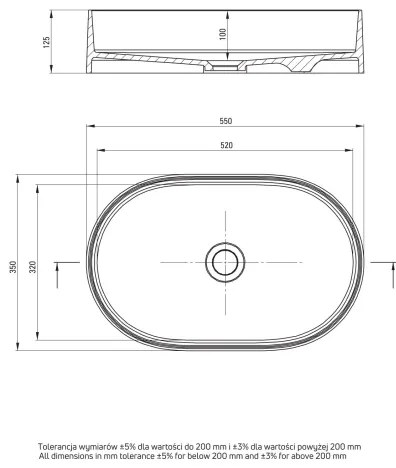 Deante CQS_5U6S - Lavoar pe blat SILIA 35x55 cm granit/bej