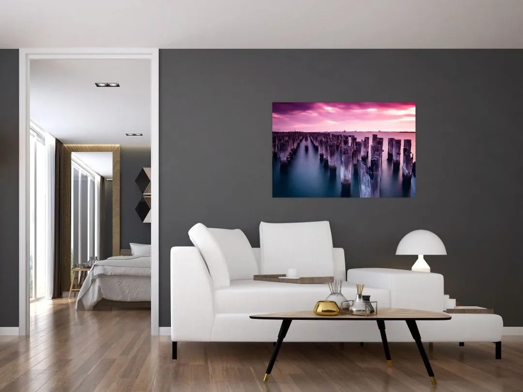 Tablou cu pari din lemn (90x60 cm)