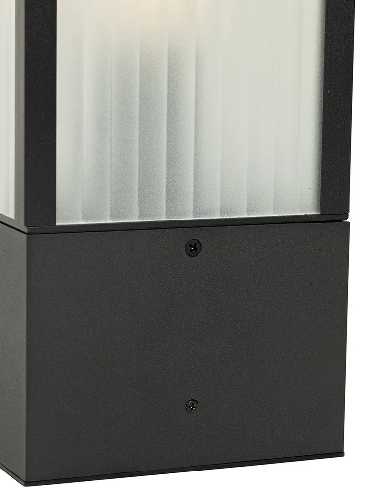 Lampă de exterior cu picior neagră cu sticlă striată 40 cm IP44 - Charlois