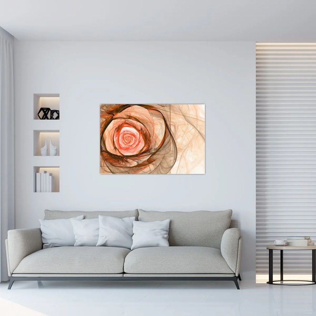 Tablou - Abstract trandafir roz cu fundal alb (90x60 cm)