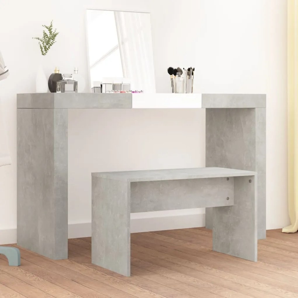 802817 vidaXL Taburet de toaletă, gri beton, 70x35x45 cm, lemn prelucrat