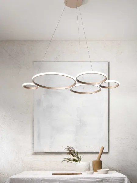 Ondaluce - Lustră LED dimerizabilă suspendată pe cablu POIS LED/60W/230V, auriu