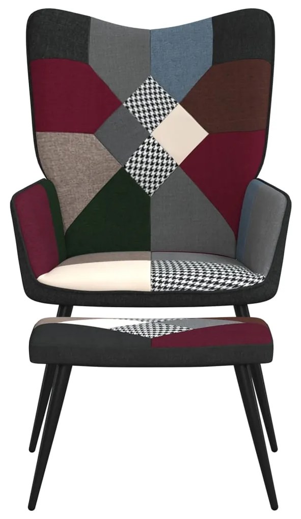 328198 vidaXL Scaun de relaxare cu taburet, textil, petice