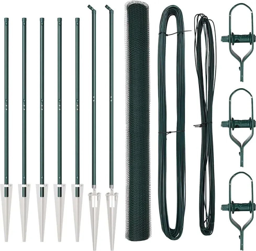 vidaXL Stâlp de gard. Verde 10 x 1,5 m (plasă de 13 mm) Oțel și PVC