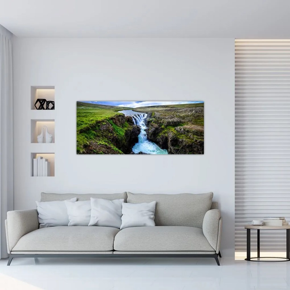 Tablou - Cascada intre stânci (120x50 cm)