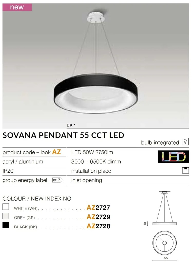 Lustra LED dimabila cu telecomanda SOVANA 55 gri