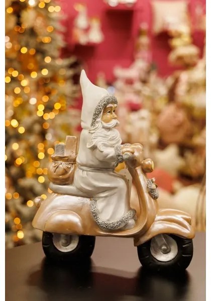 Decorațiune de Crăciun 33 cm Moș Crăciun cu motocicletă