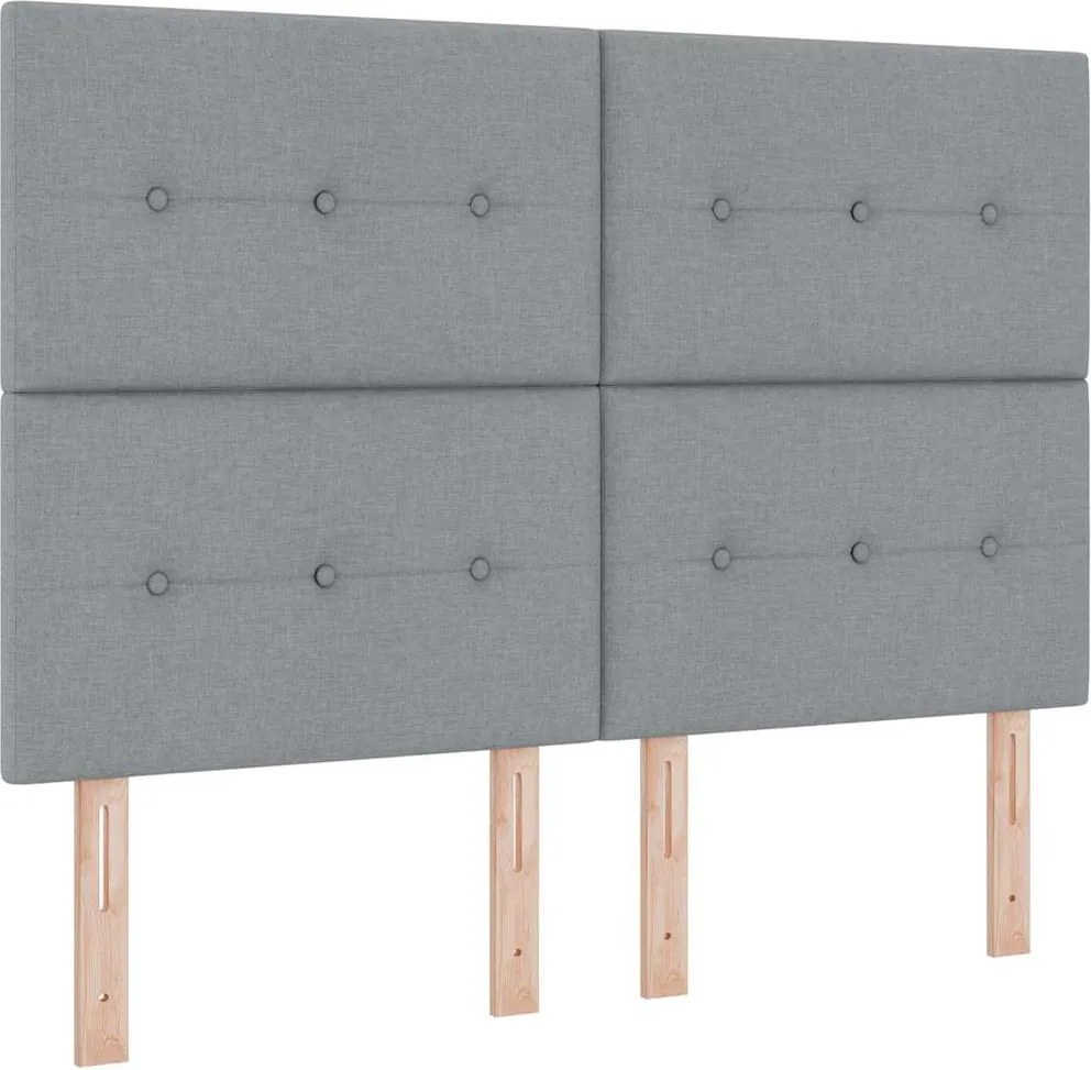 vidaXL Pat cu arc LED cu saltea Gri deschis 140 x 200 cm țesătură