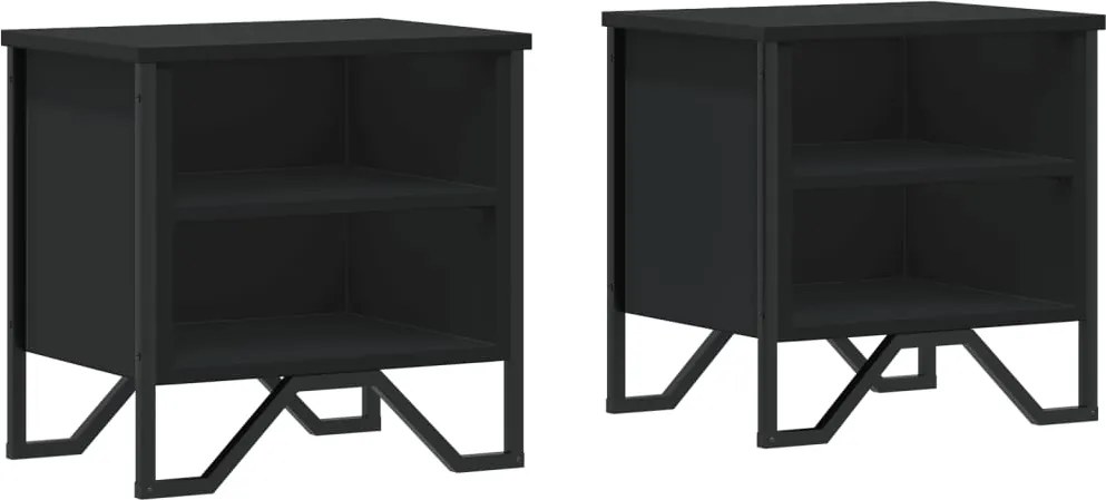 vidaXL Noptiere, 2 buc., negru, 40x30x40 cm, lemn prelucrat