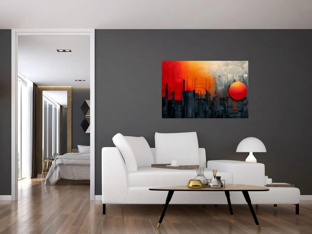 Tablou - Pictura abstractă a orașului (90x60 cm)