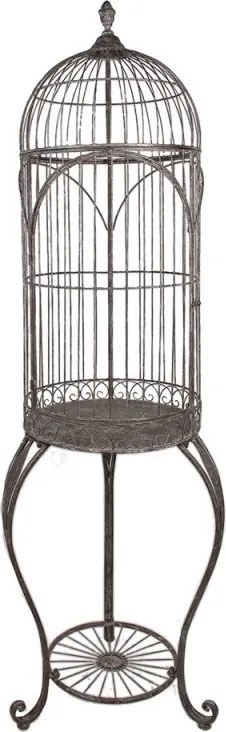 Colivie decorativa, maro, din metal, aspect antichizat