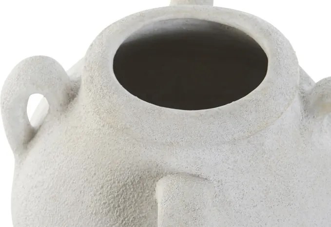 Vază decorativă cu mâner, stil rustic modern, culoare alb, din stoneware, „Stoneware”