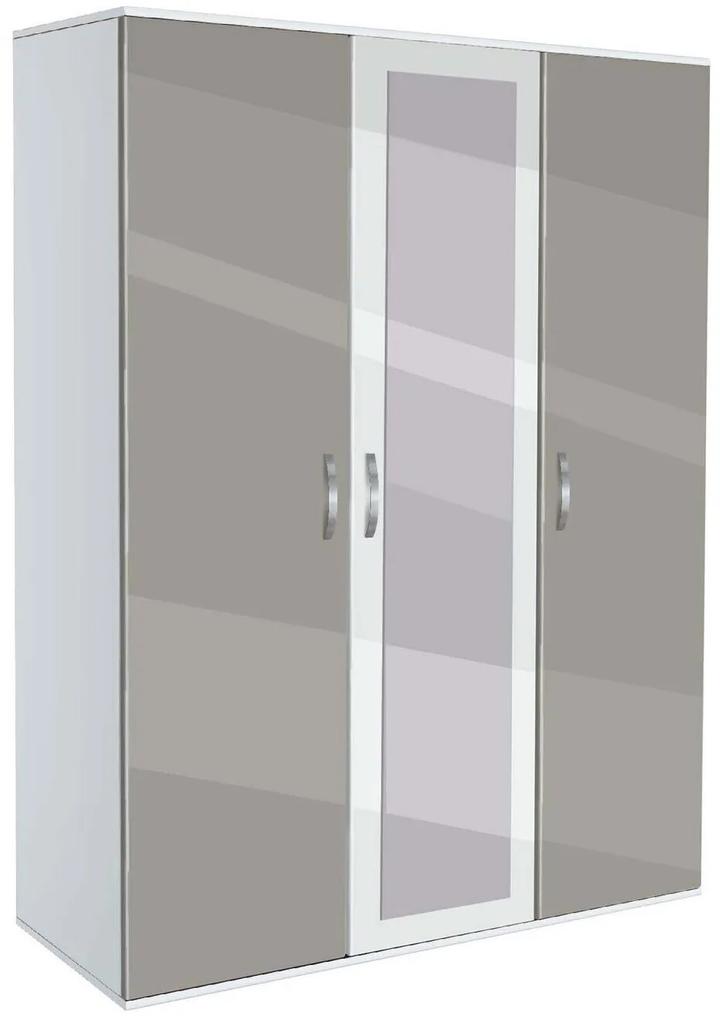 Sifonier Ava 31 cu oglinda 185 cm alb cu gri si alb lucios