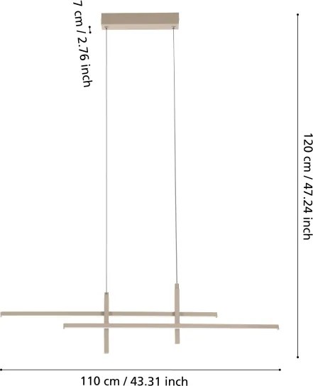 Eglo 901887 - Lustră LED suspendată pe cablu TREPILIANO LED/20W/230V bej